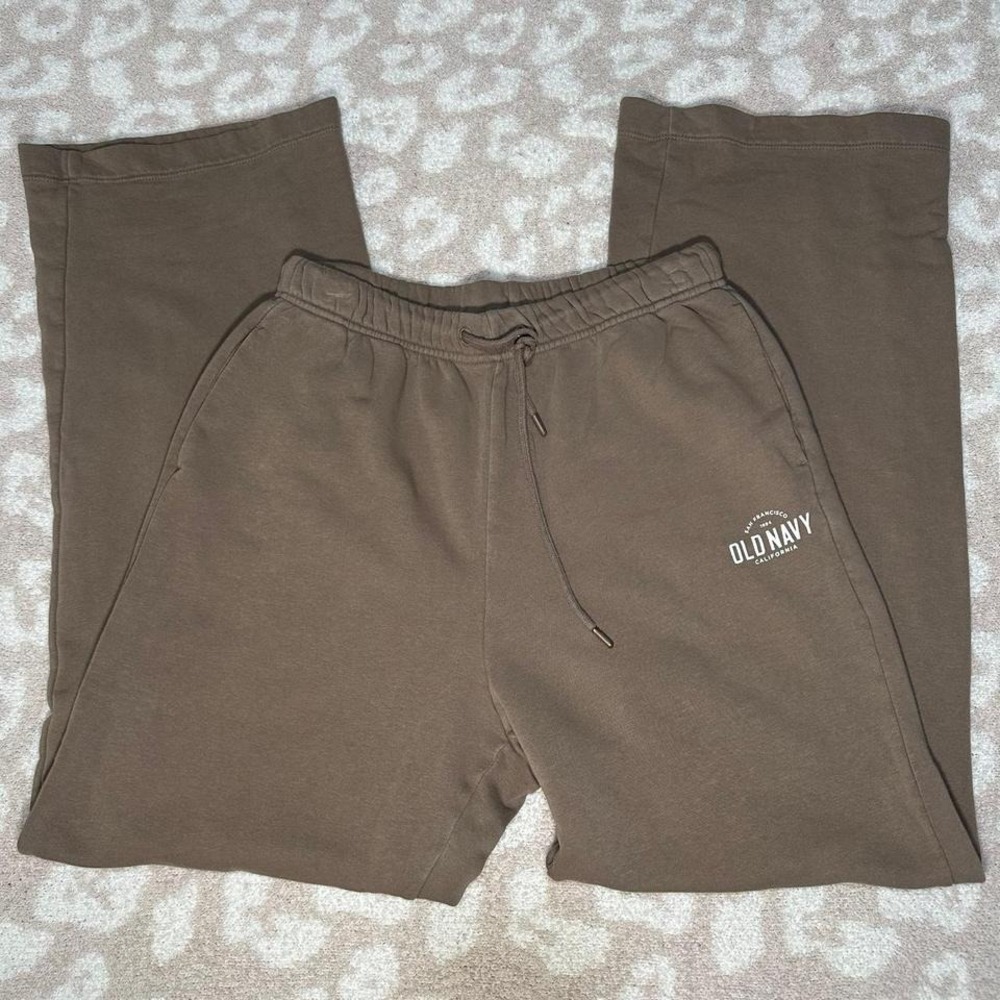 Old‎ Navy Fleece-Lined Wide Leg Sweatpants Brown Taupe Small